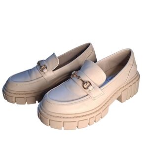 ​Steve Madden Approach Chunky Platform Loafers - Cream Gold Horsebit Size 7.5